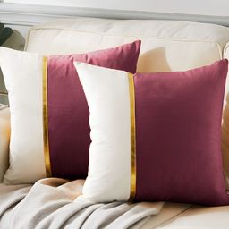 AEROHAVEN Purple & White 2 Pieces Colourblocked Reversible Square Cushion Covers-picture-44