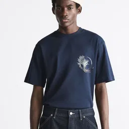 MISCHIEF MONKEY Graphic Printed Drop-Shoulder Sleeves Pure Cotton T-shirt image 3