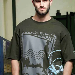 House of Koala Unisex Graphic Printed Drop-Shoulder Sleeves Pure Cotton Oversized T-shirt image 2