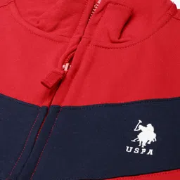 u.s. polo assn. U S Polo Assn Men Red & Navy Blue Colourblocked Long Sleeves Sweatshirt image 2