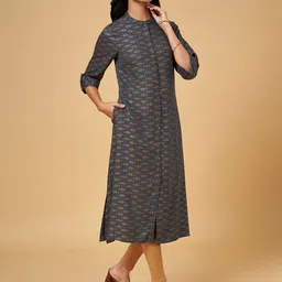 YU by Pantaloons Women Ethnic Motif Printed Roll-Up Sleeves A-line Kurta image 3