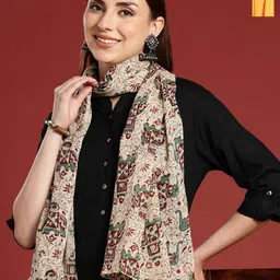 Anouk Pack Of 2 Printed Tasselled Cotton Scarfs image 1