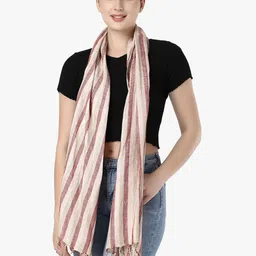 Adwitiya Collection Striped Linen Tasseled Border Scarf-picture-24