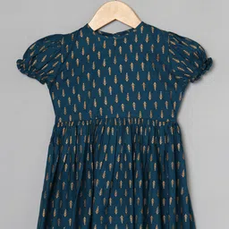 MUSHKIYA Girls Floral Printed Puffed Sleeve Fit & Flare Dress-picture-27