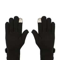 FabSeasons Women Black Solid Winter Gloves image 1