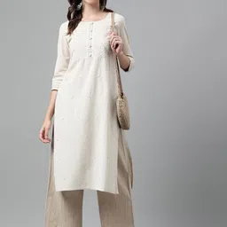 Neemiya Ethnic Embroidered Pure Cotton Straight Kurta image 1