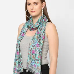 Cloth Haus India Women Green & Pink Abstract Printed Sequined Scarf-picture-40