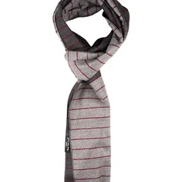 The Tie Hub Men Striped Woolen Scarf With Frayed Border image 2