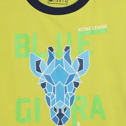Blue Giraffe Boys Yellow & Blue Brand Logo Printed Pure Cotton T-shirt image 3