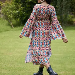 Athena Multicoloured Bohemian A-Line Midi Dress image 4