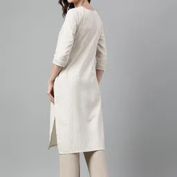 Neemiya Ethnic Embroidered Pure Cotton Straight Kurta image 5