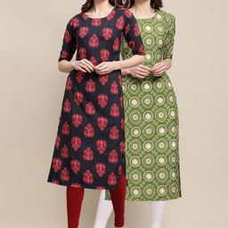 7threads KALINI Women Multicoloured Ethnic Motifs Printed Flared Sleeves Mirror Work Summer Sheers Crepe Kurta-picture-27