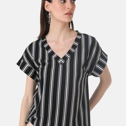 Kazo Striped Extended Sleeves V-Neck Top-picture-13