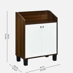 nilkamal Aze Shoe Cabinet In Walnut & White Finish image 2