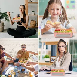 hopz 4 Compartment Lunch Box Reusable Microwave Freezer Safe Food Containers 1 Containers Lunch Box image 2