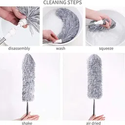 helpware Microfiber for Cleaning with Extension Pole(Stainless Steel),Extra Long - Wet and Dry Duster image 3