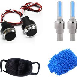 capeshoppers Bike Handle Bar Indicator 2 Piece, Tyre Led 2+2 Motion Sensor 4 Piece, Pollution Half Mask 1 Piece, Micro Fiber Clean Hand Glove Duster 2 Piece Combo-picture-11