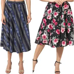 manat diva Women Printed A-line Multicolor Skirt-picture-14
