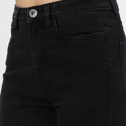 cosmic Solid Women Denim Black Denim Shorts image 2