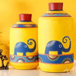 Happy Elephants (Set of 2) Floor Vase by Aakriti Art Creations-picture-16