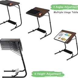 table magic Pro Executive Classic Walnut Workspace Computer Table with Footrest Plastic Computer Desk image 5