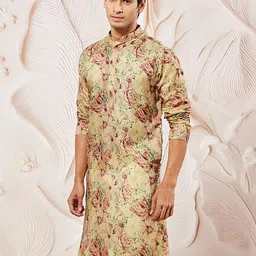 vastramay Men Printed Khadi Silk A-line Kurta image 2
