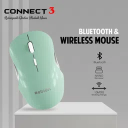 zebion Connect-3 Triple mode/Multidevice,Rechargeable Battery with Type C,upto 2400 DPI Wireless Optical Mouse with Bluetooth image 3
