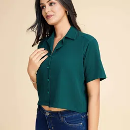 fashion ritmo Women Relaxed Fit Fit Solid Party Shirt image 4