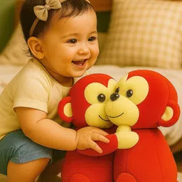 gungun toys Cute Monkey Couple Hugging Soft Toy Stuffed Toy for Unisex Kids Gift - 25 cm image 4