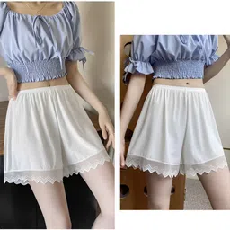 speginic Self Design Women Reversible White Night Shorts, Regular Shorts, Casual Shorts image 2