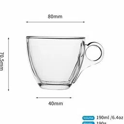 Pack of 6 Glass Zylam 190 ml |Round Transparent Glass Tea/Coffee Cup - Idel for Office, Home, Cafe & Gift | Set (6) image 4