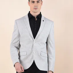 Men Checkered Single Breasted Casual Blazer-image-12