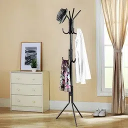 minso Steel Floor Cloth Dryer Stand Steel Floor Cloth Dryer Stand Steel Coat Rack Hanger Stand, 12 Hook Standing Coat Rack (4 Tier) image 1