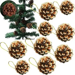 partyflex Artificial Snow Frosted Pine Cones – Pack of 12 Xmas Tree Ornaments Hanging Ornaments Pack of 12 image 4