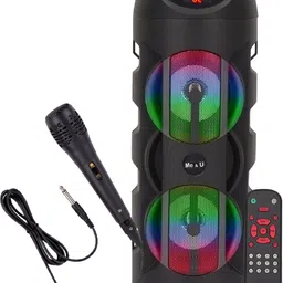 ME&U BOUNCER 8 HOURS PLAY TIME BT Speaker with Mic for Karaoke RGB light FM USB AUX 30 W Bluetooth Tower Speaker-picture-17