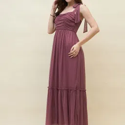 aayu Women Layered Purple Maxi/Full Length Dress image 3