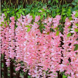 creativo Artificial Wisteria Flower 4 Blue & 4 Pink & 4 Yellow Vine Hanging Home Decor Blue, Yellow, Pink Westeria Artificial Flower image 4