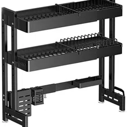 ibell Dish Drainer Kitchen Rack DR293SM Adjustable Dish Rack, 2 Layer Over Sink Stand, Extendable Carbon Steel Carbon Steel-picture-20