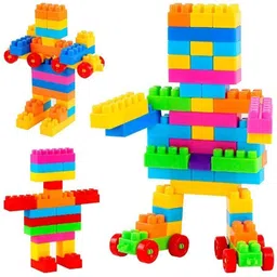 devdarsh Vibrant Building Bricks and Blocks 100+pcs Set in a Charming Bag for Kids image 5