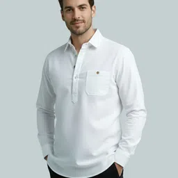 vashuqi Men Solid Cotton Blend A-line Kurta-picture-10