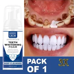 barbers crew Teeth Whitening Foam To Removes Bad Breath Fights Germs For Men & Women- Teeth Whitening Kit image 1
