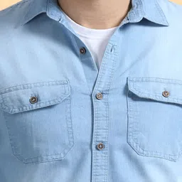 printout Men Regular Fit Solid Cut Away Collar Casual Shirt image 5