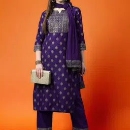 pinfit Women Cotton Blend Kurti Pant Dupatta Set-picture-18