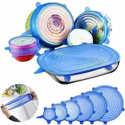 mobfest Silicone stretch glass lid sealing cover for various 8 inch Lid Set, Pack of 6-picture-37