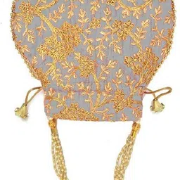 vinod handicrafts Girls Grey, Gold Potli image 2