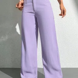 whisq Pack of 2 Women Regular Fit Purple, Green Cotton Blend Trousers image 2