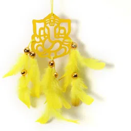 duli Dream catcher Ganesh Car Hanging Windchime WallHanging For Home Decor Yellow Feather Dream Catcher image 3