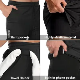 just rider Solid Men Black Gym Shorts, Regular Shorts, Running Shorts, Sports Shorts, Compression Shorts image 3