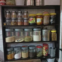 woodsywoders Containers Kitchen Rack WALL SHELF BROWN KITCHEN RACK Wood-picture-15
