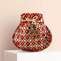 lookingfab Women Red Potli-picture-31
